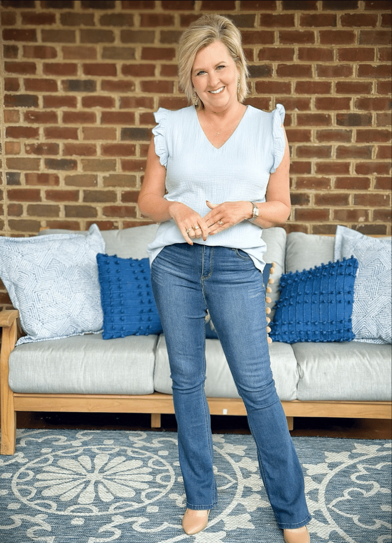 Sky Blue Gauze top and jeans